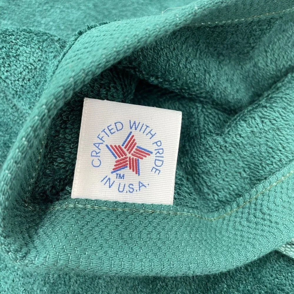 Vintage Royal Terry 3 Pc Bath Towel Set Ensemble Quilted Star Embroidered Green